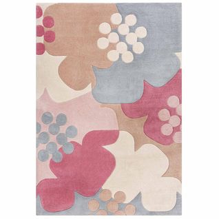 Tapis De Salon Floral En Polyester - Rose - 160x230 Cm