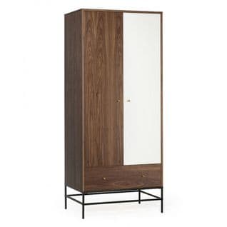 Armoire 2 Portes et 1 Tiroir "flo" 190cm Noyer et Blanc