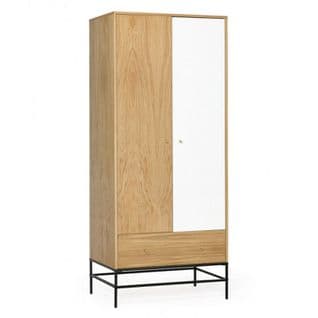 Armoire 2 Portes et 1 Tiroir "flo" 190cm Chêne et Blanc