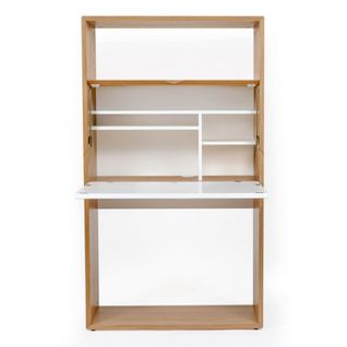 Bureau Secrétaire Design "loma" 157cm Blanc Et Chêne