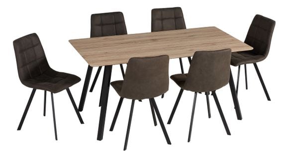 Table+ 6 chaises SAVINA 2 imitation chêne