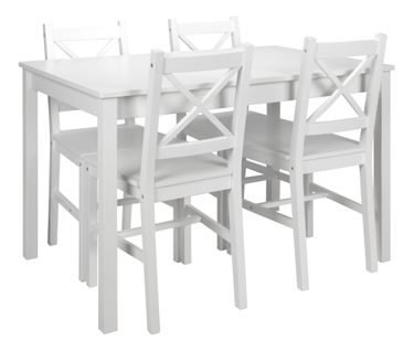 Coin repas table + 4 chaises OWEN blanc