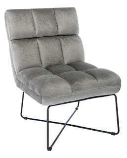 Fauteuil LOU tissu velours gris taupe