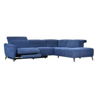 Canapé d'angle relax VERMONT angle gauche tissu bleu marine