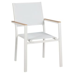 Chaise jardin avec accoudoirs COPACABANA blanc et imitation bois