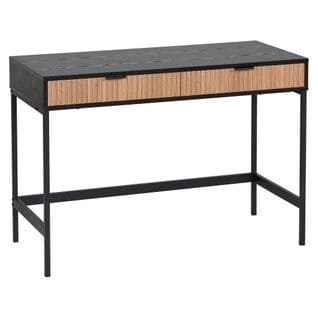 Bureau 2 tiroirs ISAK noir et imitation chêne