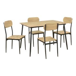Ensemble table et 4 chaises ROSIE imitation chêne