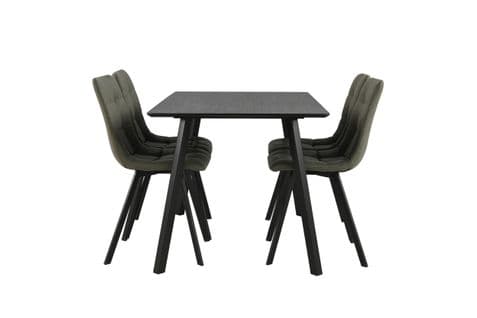 Table + 4 chaises SAVINA Noir et kaki