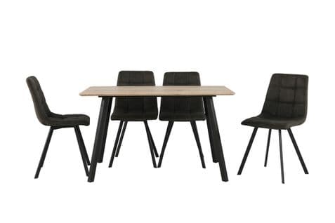 Table + 4 chaises SAVINA Imitation chêne