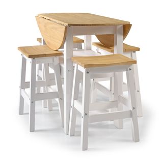 Table avec 4 tabourets JANE 2 Bois massif et blanc