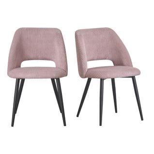 Lot de 2 chaises GABRIELE velours côtelé rose