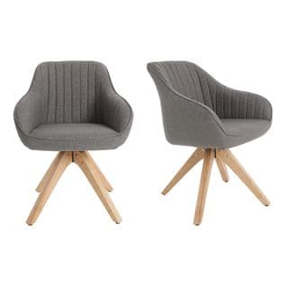 Lot de 2 chaises pivotantes ALVA tissu gris clair