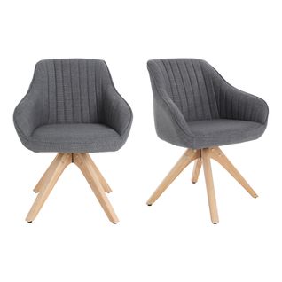 Lot de 2 chaises pivotantes ALVA tissu gris foncé