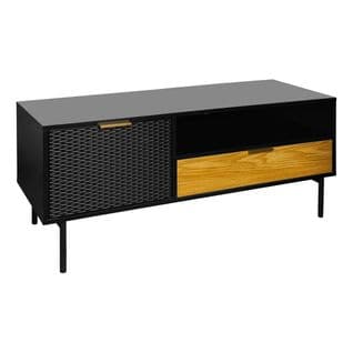 Meuble TV L.110cm KASSY noir et imitation chêne