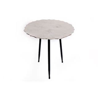 Table à Café Design En Métal Lotus - Diam. 45 X H. 49 Cm - Argent