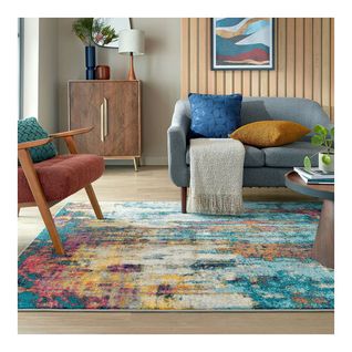 Tapis Moderne Courtes Mèches Rayé Rectangle Abstraction Multicolore 120x170