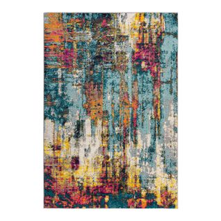 Tapis Moderne Courtes Mèches Rayé Rectangle Abstraction Multicolore 120x170