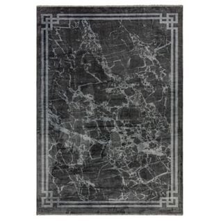 Tapis Moderne Raya Border En Polyester - Noir - 120x170 Cm