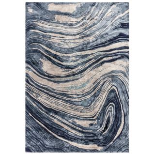 Tapis De Salon Toscania En Viscose - Bleu - 170x240 Cm