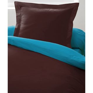 Bicolore Parure De Couette 100% Coton - Chocolat - 140x200 Cm