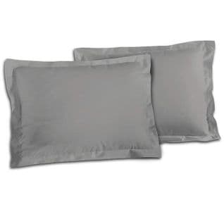 Lot De 2 Taies D'oreillers 100% Coton 50x70 Cm - Gris Clair