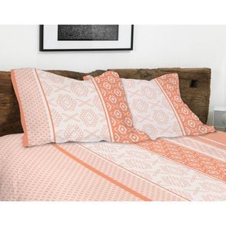 Ethnora Parure De Couette 100% Coton - Orange - 240x260 Cm