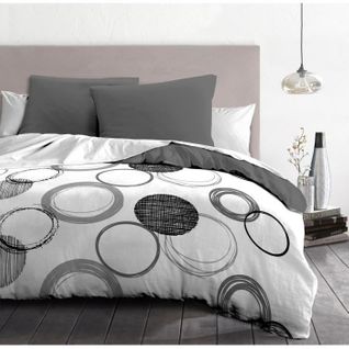 Parure De Couette Audace - 1 Housse De Couette 220x240 cm + 2 Taies D'oreiller 63x63cm - Gris Clair