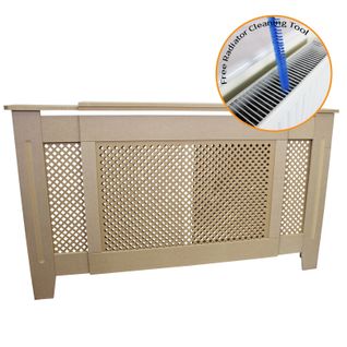 Cache Radiateur Ajustable à Motif Grillagé En Mdf Naturel 1400mm - 1920mm