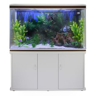 Aquarium Blanc Avec Meuble De Support Blanc Assorti Et Gravier Blanc