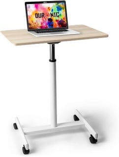 Wps67 Table De Travail Mobile Assis-debout - Blanc Et Brun - Hauteur Ajustable - Capacité 10 Kg