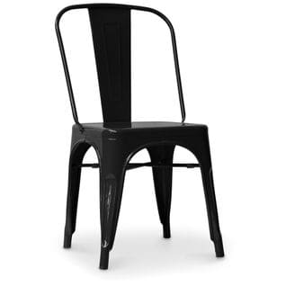 Chaise De Salle à Manger Bistrot Metalix Design Industriel Carré En Métal - Noir