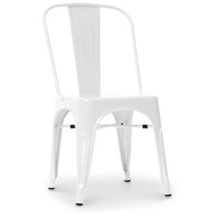 Chaise De Salle à Manger Bistrot Metalix Design Carré En Métal - Blanc