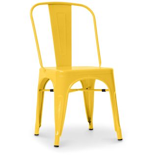 Chaise De Salle à Manger Bistrot Metalix Design Carré En Métal - Jaune