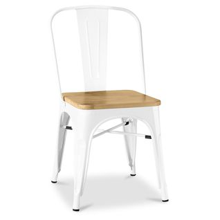 Chaise Bistrot Metalix Carrée En Bois - Métal Blanc