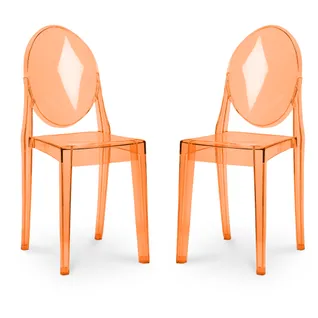 Lot De 2 Chaises De Salle à Manger Transparentes - Victoire  Orange Transparent
