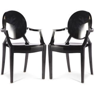 Lot De 2 Chaises De Salle à Manger Transparentes - Design Avec Accoudoirs - Louis King Noir