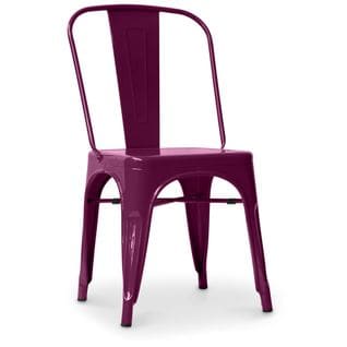 Chaise De Salle à Manger Bistrot Metalix Design Carré En Métal - Violet