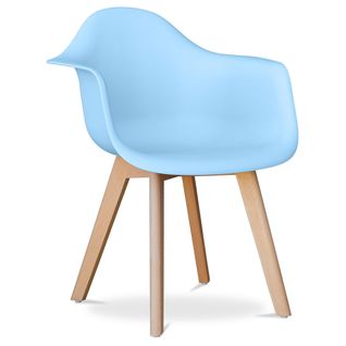 Chaise De Salle à Manger Avec Accoudoirs - Style Scandinave - Amir Bleu Clair