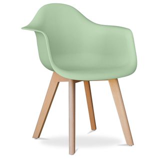 Chaise De Salle à Manger Avec Accoudoirs - Style Scandinave - Amir Vert Pastel