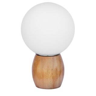 Lampe En Bois Avec Abat-jour En Forme De Globe  Blanc