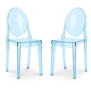 Lot De 2 Chaises De Salle à Manger Transparentes - Victoire  Bleu Transparent