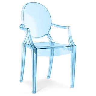 Chaise De Salle à Manger Transparente - Design Avec Accoudoirs - Louis King Bleu Transparent