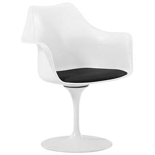 Chaise De Salle à Manger Avec Accoudoirs - Chaise Pivotante Blanche - Tulipan Noir