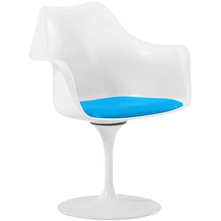 Chaise De Salle à Manger Avec Accoudoirs - Chaise Pivotante Blanche - Tulipan Turquoise