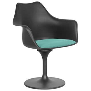 Chaise De Salle à Manger Avec Accoudoirs - Chaise Pivotante Noire - Tulipa Turquoise