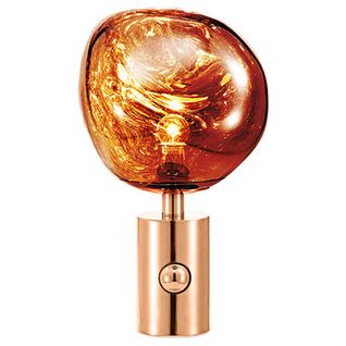 Lampe De Table Design Lava - Acrylique Et Métal Bronze