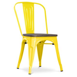 Chaise Bistrot Metalix Assise En Bois - Métal Jaune