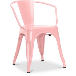 Chaise Bistrot Metalix Avec Accoudoirs - Métal Rose