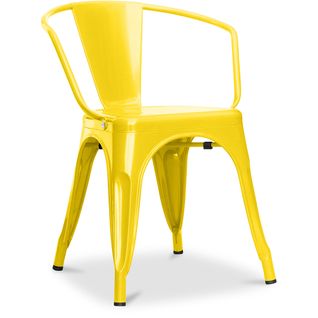 Chaise Bistrot Metalix Avec Accoudoirs - Métal Jaune