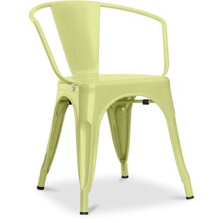 Chaise Bistrot Metalix Avec Accoudoirs - Métal Jaune Pâle